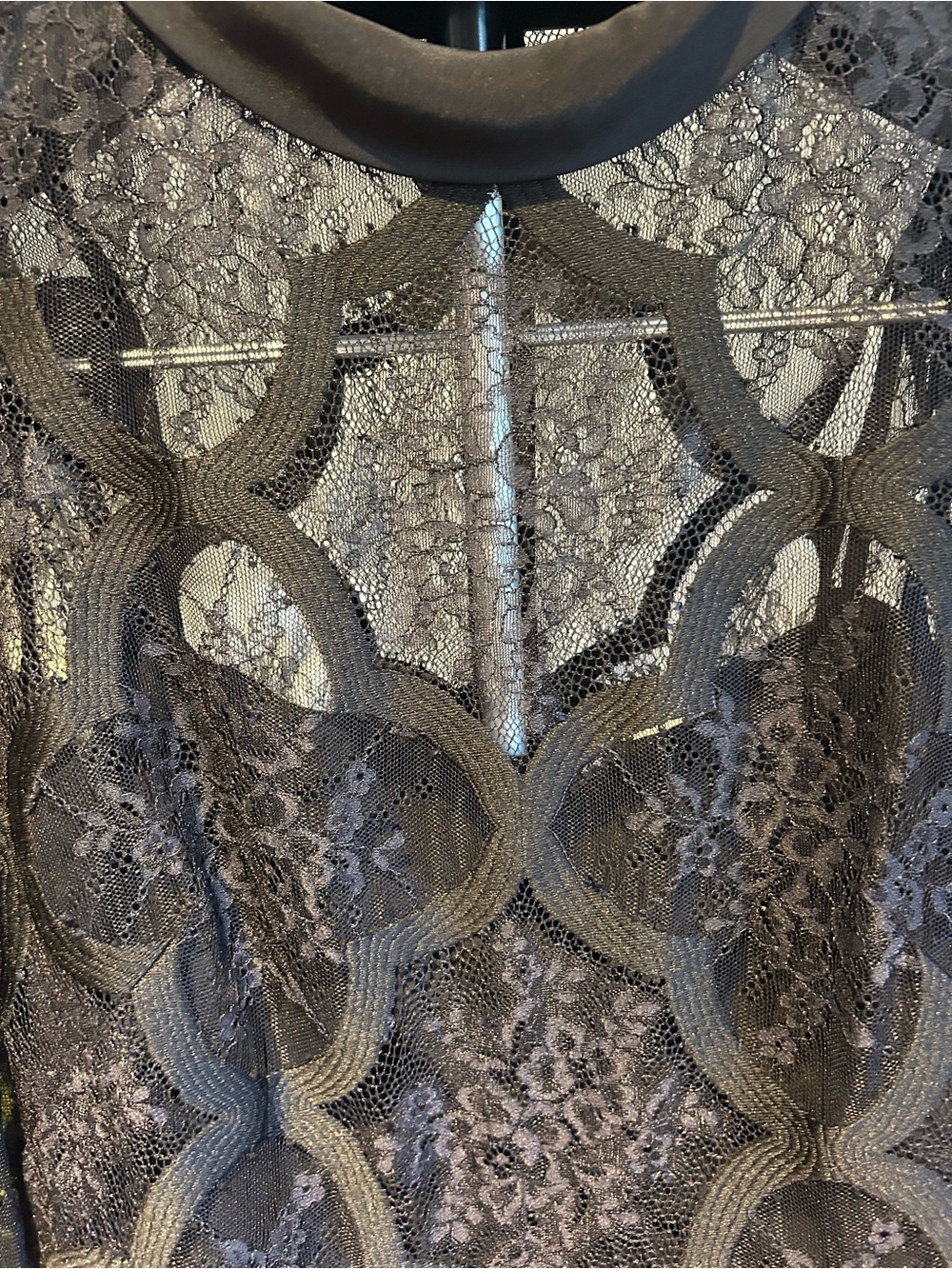 Sandro Black Lace Long-Sleeve Puff-Shoulder Dress - Picture 4 of 9